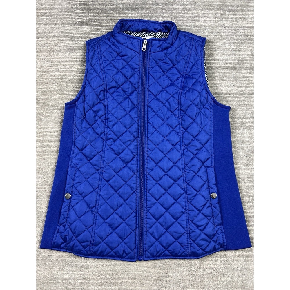 Kim Rogers Vest Womens Small Blue Sleeveless Pockets Stretch Side Panels